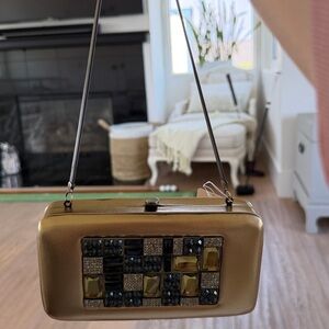 Neiman Marcus Gold Jeweled Box Clutch LOVE❤️🙏